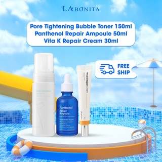 Combo Pore Tightening Bubble Toner 150ml + Panthenol Repair Ampoule 50ml + Vita K Repair Cream 30ml