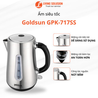 Ấm siêu tốc inox goldsun gpk-717ss 1800w, bình đun nước siêu tốc 1.7l ấm cao cấp