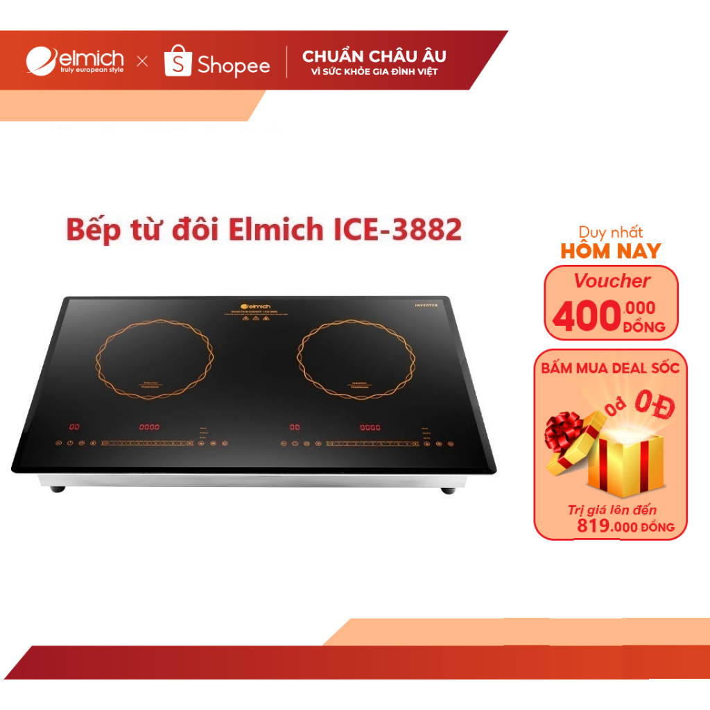 [Mã ELBSJBP03 giảm 12% đơn 500K] Bếp từ đôi Elmich ICE-3882