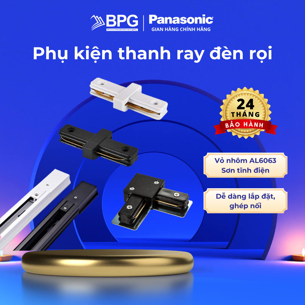 Phụ kiện đèn Led rọi ray Panasonic, Thanh ray, Nối ray chữ I, Nối ray chữ L