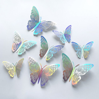 Bướm 3d, sét 12 con bướm 8-12cm, trang trí , dán tường