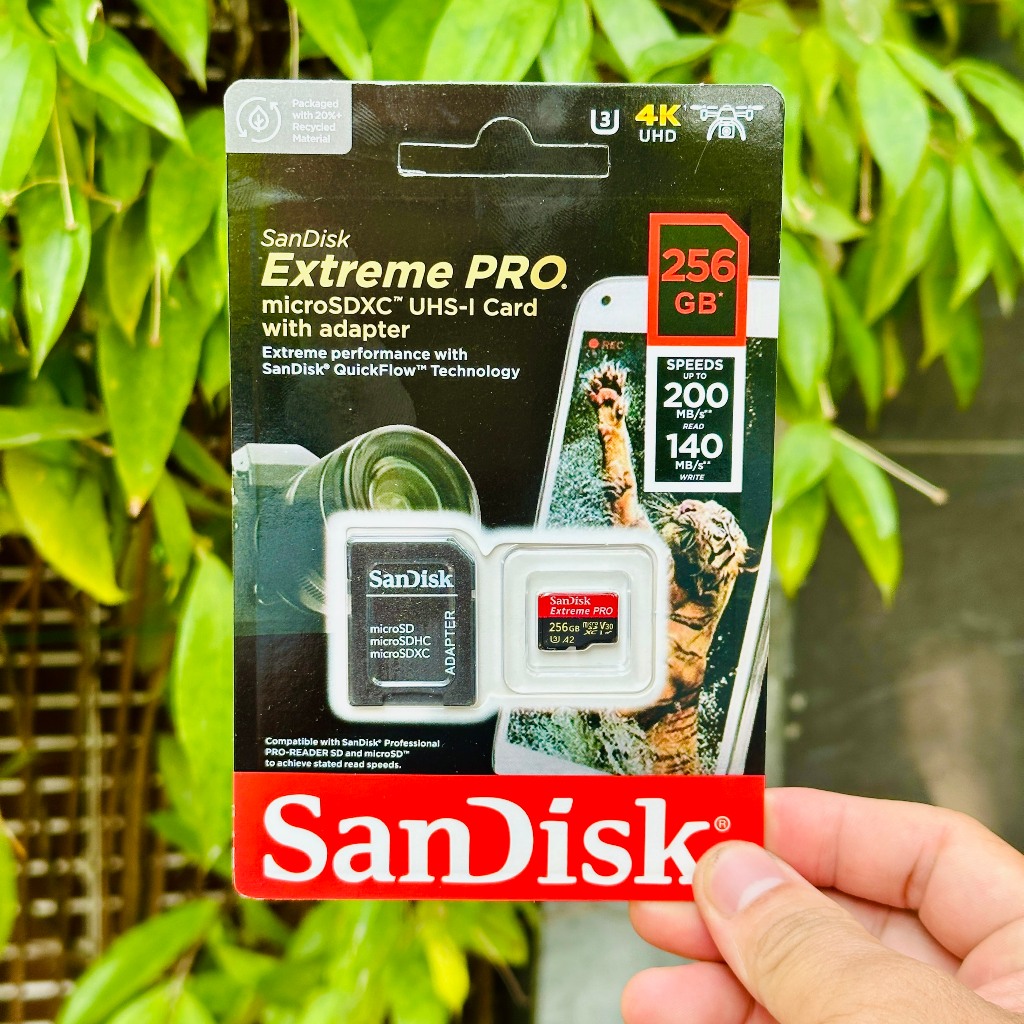 Thẻ Nhớ SANDISK Extreme Pro 256GB Tốc Độ Cao,Chuyên Dụng Cho Camera Wifi, Camera Hành Trình, Điện Thoại,