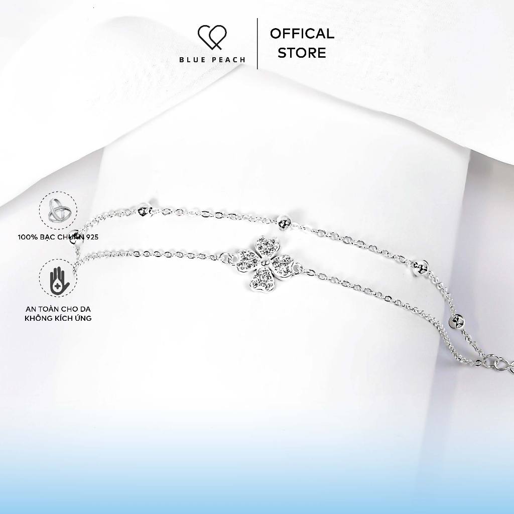 Lắc Tay Bạc Blue Peach Four Leaf VN LT605