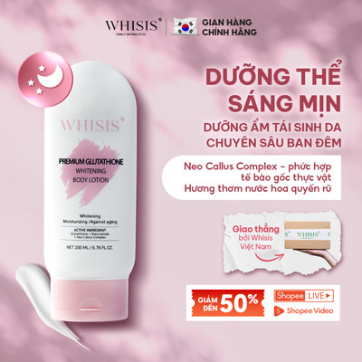 Dưỡng Thể Trắng Da Ban Đêm Whisis Premium Glutathione Whitening Body Lotion 200ml