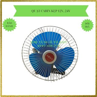 Quạt đơn mini làm mát cabin lắp cho xe tải, xe con. sử dụng nguồn 12, 24v, loại bắt kẹp, lồng sắt