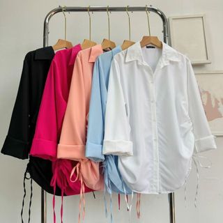 Áo sơ mi Bigsize Nữ tay dài rút dây nhún eo chất vải lụa chéo mềm mát  đi học đi chơi 60-95kg- AT4