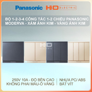 Bộ 1 2 3 4 Công tắc Panasonic Moderva WMF501 502 503 504 505 506 507 508 Màu Xám và Vàng Ánh Kim