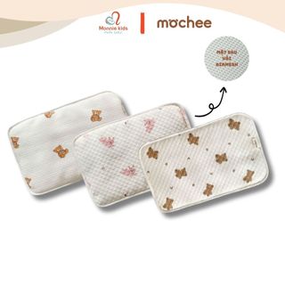 Gối nằm cho bé Mochee vải airmesh 25x40cm, gối đầu lụa cotton cho trẻ 0M+ - Monnie Kids