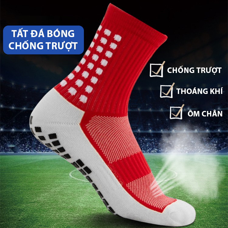 Tất đá bóng chống trơn MINUTE dệt kim dày dặn không gây mùi, tất đá bóng 6 màu có đế cao su non chống trượt hiệu quả