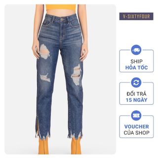 Quần jean nữ dáng đứng, mài rách. Destroyed Straight Jeans - 319WD1083F1990