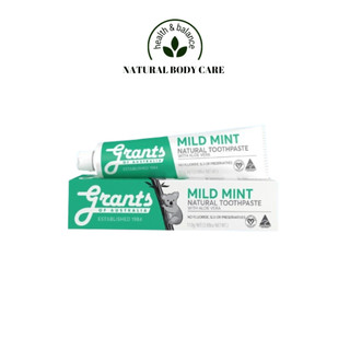 Kem đánh răng thảo dược hữu cơ lô hội Grants Mildmint 110g giảm nhiệt miệng, dịu nướu, ê buốt chân răng