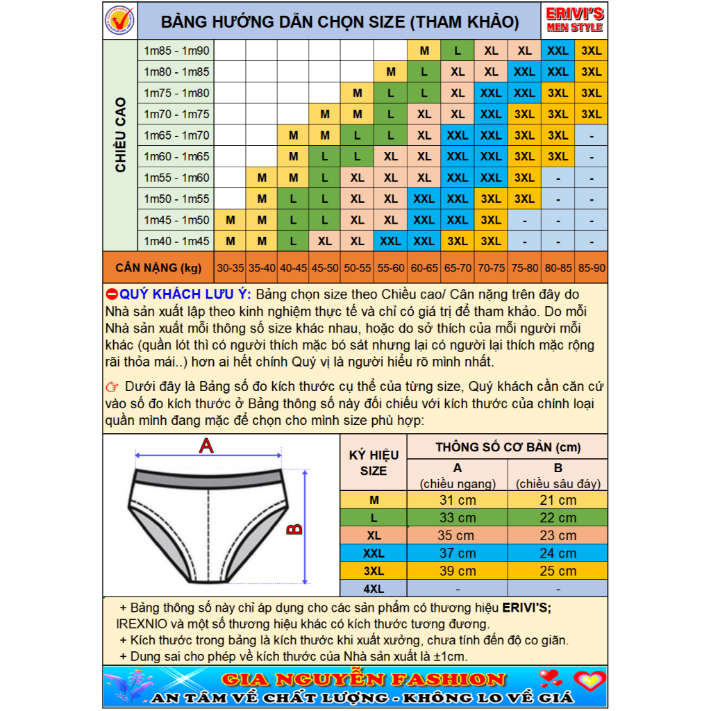 Bộ 5 Quần lót nam ERIVIS lưng nhỏ - Thun lạnh cao cấp
