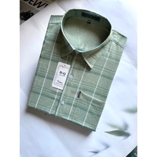 Áo sơ mi nam trung niên tay ngắn vải đũi mềm mát hoạ tiết caro phù hợp cho người lớn tuổi ADUI13