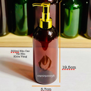 Chai lọ nhựa-Dáng Chai CoCoon vòi nhấn khóa vàng 300ml màu Nâu -Đựng dầu gội,sữa tắm-Hàng đẹp-Chất lượng-Bao đổi-Giá rẻ