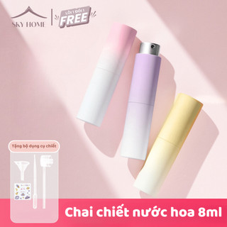 Chai chiết nước hoa 8ml dạng xịt nắp xoay cao cấp, lọ chiết nước hoa bằng nhôm màu pastel nhỏ gọn - sky home