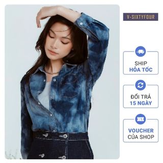 Áo Sơ Mi Dáng Vừa Laser Tạo Hiệu Ứng. Laser Fitted Shirt V-SIXTYFOUR V64- 222WD1039F1950