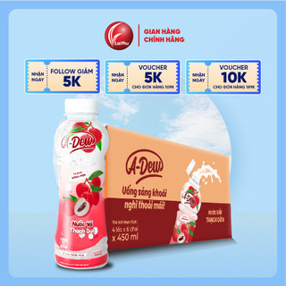 Nước vải thạch dừa a dew chai 450ml - thùng 24 chai