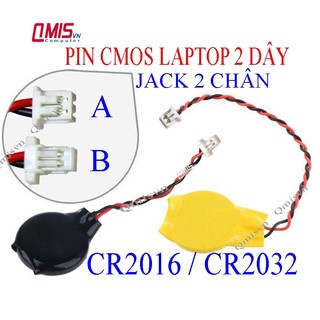 Pin Cmos Laptop dây, jack 2 chân, CR2032 CR2016 3V, pin bios thay thế cho laptop Dell HP Sony Asus Acer Toshiba Lenovo