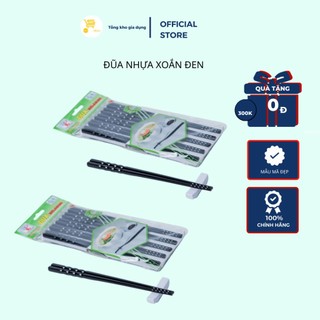 Đũa Gắp Thức Ăn, Đũa Ăn Cơm, Tiệc, Đũa Nhựa Xoắn Đen Melamine Mta-Mart Mẫu Đẹp, Bền Chắc, An Toàn Khi Dùng