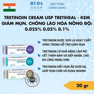 Tretinoin cream usp tretiheal - kem giảm mụn, chống lão hóa nồng độ: 0.025% 0.05% 0.1%
