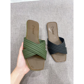 Dép lê nữ quai chéo chữ X chất da mềm