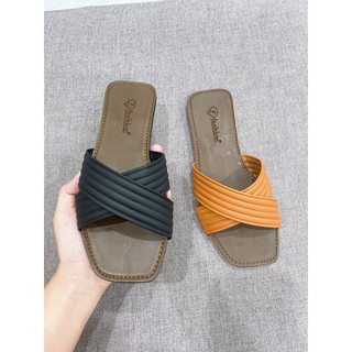 Dép lê nữ quai chéo chữ X chất da mềm