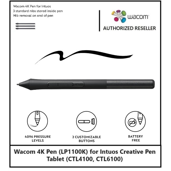 Bút Wacom LP1100K 4K Chuyên Dùng Cho Bảng Vẽ Wacom CTL-4100, CTL-4100WL, CTL-6100, CTL-6100WL Kèm 3 