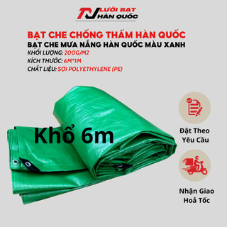 Bạt Che Nắng Bạt Che Mưa Hàn Quốc Khổ 6m Cao Cấp Loại Dày Kháng UV Màu Xanh Lá loại 200 g/m2