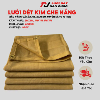 Lưới Che Nắng Dệt Kim Sợi Tròn Xuất Xứ Hàn Quốc Cắt Nắng 80% Định Lượng 230gsm May Viền Kẹp Đai