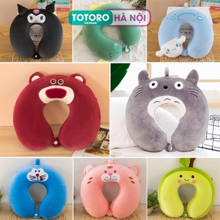 Gối cổ chữ U cao su non Totoro Stitch Quả Bơ xanh đáng yêu