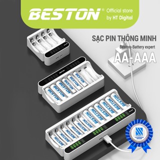 Sạc pin AA AAA Beston C9023L 9024L sạc nhanh, tự ngắt khi đầy, cổng sạc type-C đèn báo thông minh, dùng cho micro remote