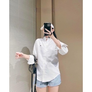 Áo sơ mi cotton lụa hàn nữ dài tay from suông basic công sở size S M L