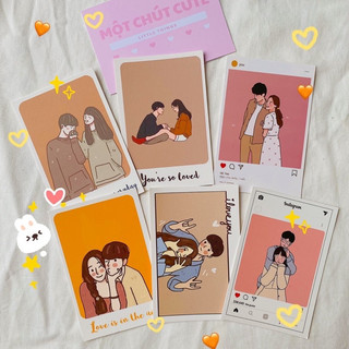 Set postcard thiệp couple decor, trang trí hộp quà cực xinh