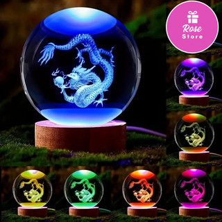 Quả Cầu Pha Lê 3D Nhiều Màu Sắc, 12 Con Giáp, Đèn Ngủ, Decor Trang Trí Ban Đêm, Quà Tặng Người Yêu, Sinh Nhật