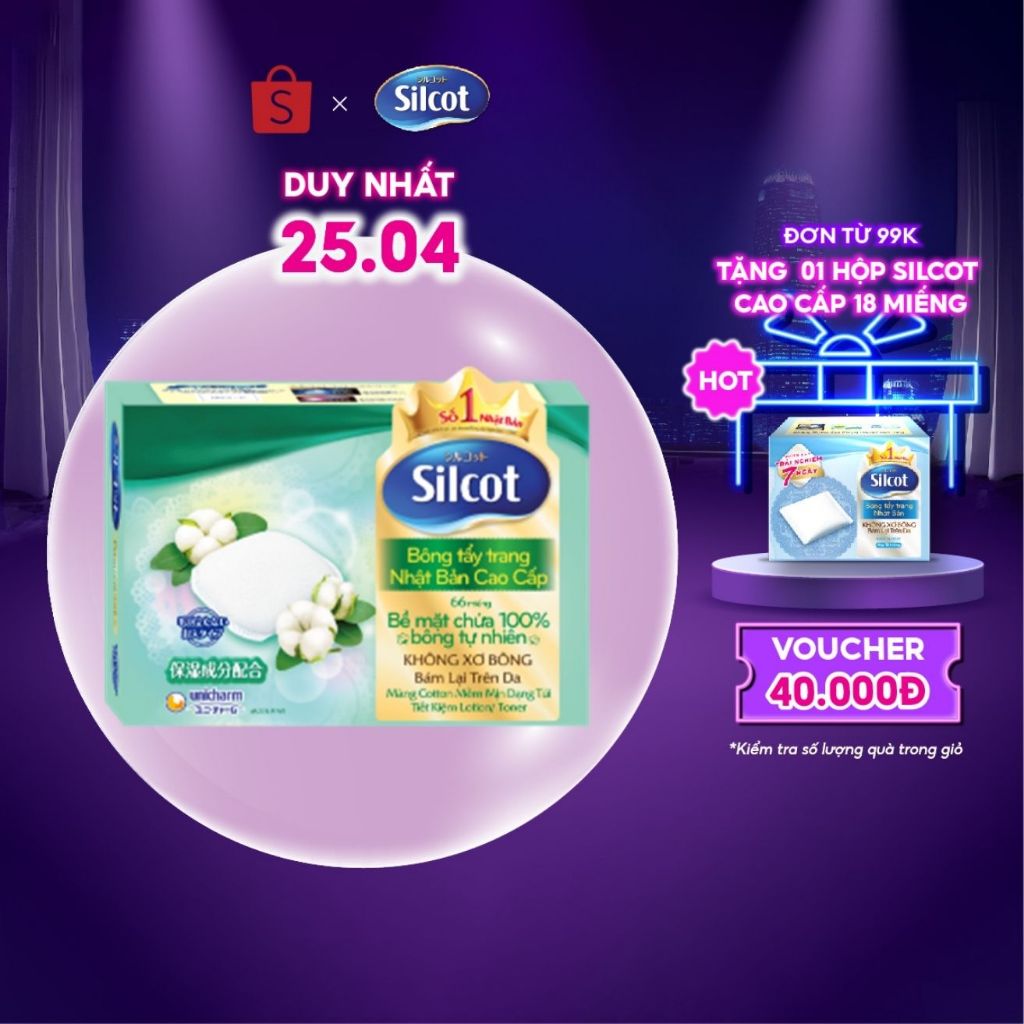 Bông trang điểm (bông tẩy trang) cao cấp Silcot Premium 66 miếng/hộp