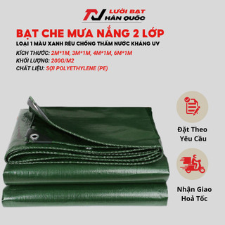 Bạt Che Nắng Che Mưa Hàn Quốc Loại Dày Màu Xanh Rêu Chống Thấm Nước Kháng UV May Viền Đóng Khoen Sẵn