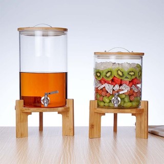Bình nước teabreak thuỷ tinh kèm đế gỗ tiện dụng, Bình nước teabreak đế sắc màu bày bàn tiệc