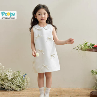 Váy Bé Gái Poopi Kiểu Dáng Suông Đính Nơ Nhỏ 15-37kg