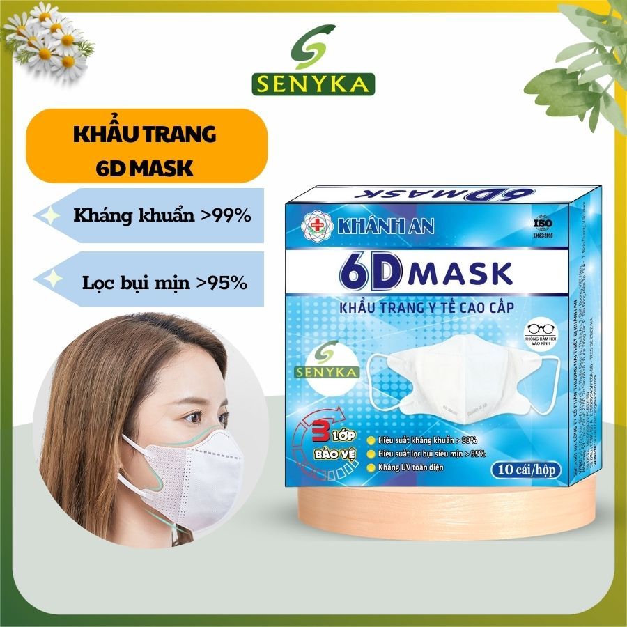 Khẩu trang 6D mask Khánh An chất lượng cao bảo vệ sức khỏe an toàn cho người tiêu dùng KA6DO