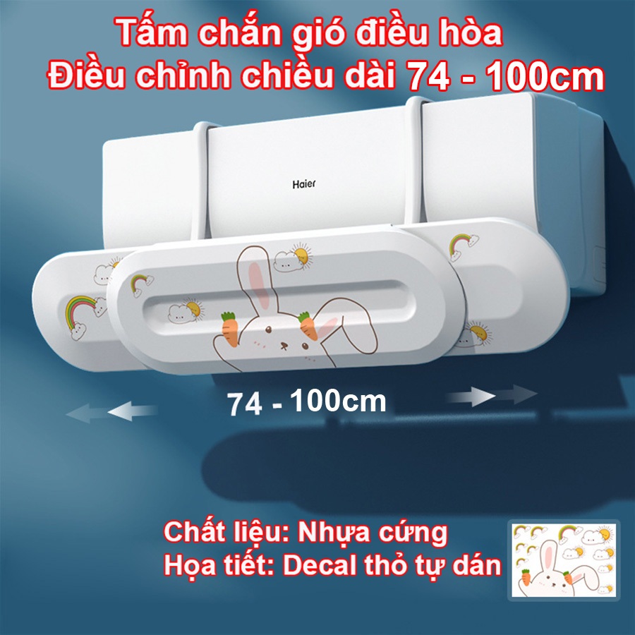 Tấm chắn gió điều hòa, chuyển hướng gió chất liệu nhựa cứng, chiều dài 74-103cm.Tấm che máy lạnh cao cấp