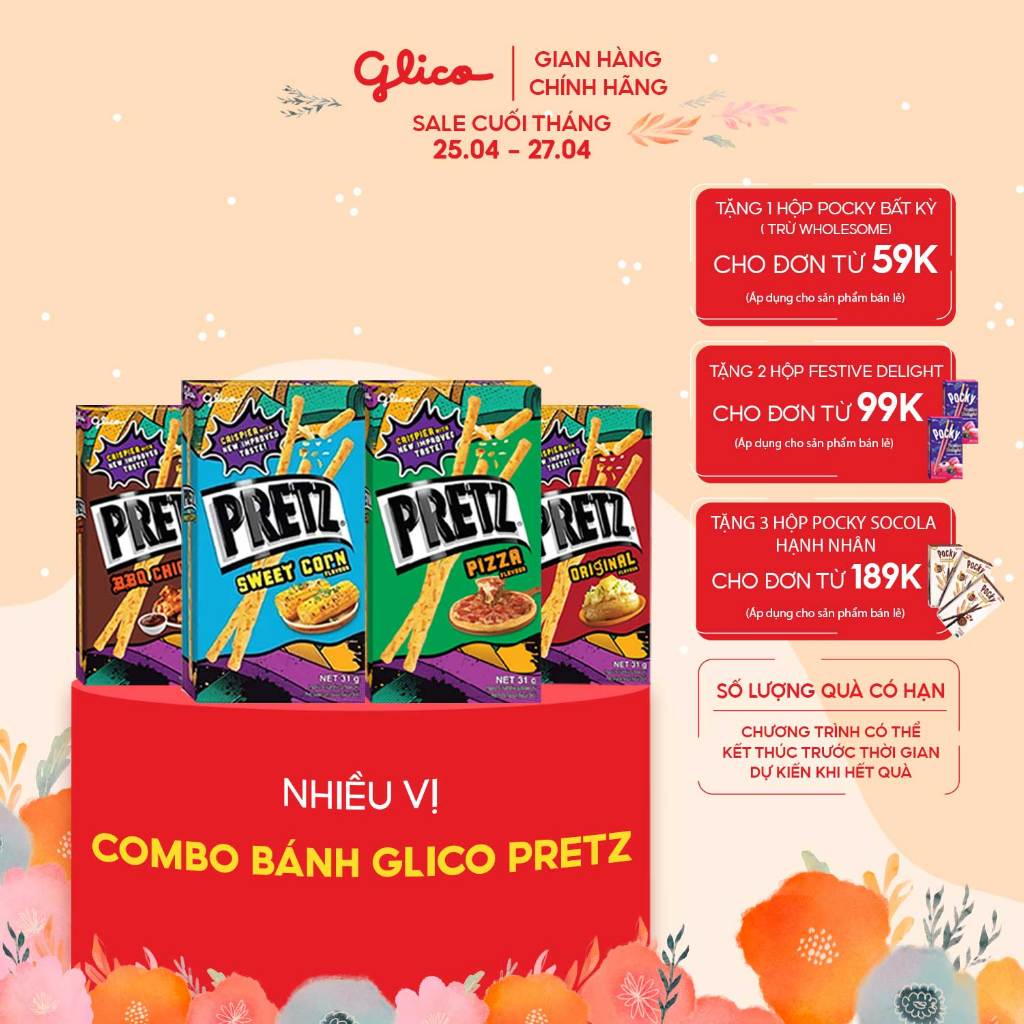 Hộp lẻ bánh que mặn nướng giòn Glico Pretz nhiều vị