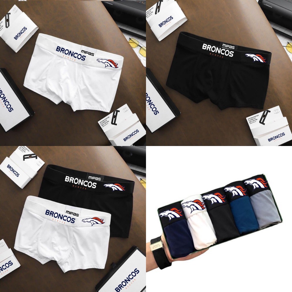 Hộp 4 Quần sịp đùi nam Broncos thun lạnh hàng cao cấp, Quần lót nam boxer đẹp thoáng mát