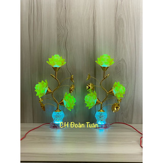 ĐÈN BA BÔNG SEN ĐỔI MÀU (1CẶP)