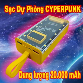 Pin Sạc Dự Phòng Cyberpunk 66W 20.000mAh (Đo Công Suất Dòng Sạc, Đèn Led Cực Sáng, Sạc Nhanh 3 Cổng - Bảo Hành Lỗi 1 Đổi