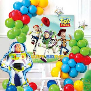 Set trang trí sinh nhật poster cho bé mẫu ToyStore kèm theo ống bơm - bộ bong bóng cho thôi nôi, đầy tháng cho bé