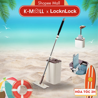 Bộ cây lau nhà LocknLock Squeeze Flat Mop ETM471 , cây lau nhẹ, dễ dàng vắt nước, làm sạch - K-MALL