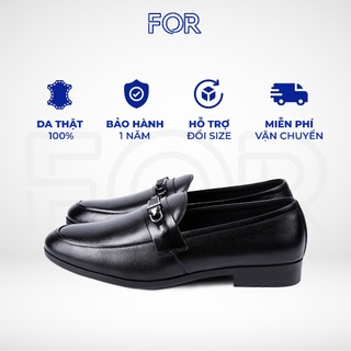 Giày lười nam FOR da bò cao cấp thiết kế đai khóa khỏe khoắn, đế cao su bền chắc bảo hành chính hãng 12 tháng HLF01