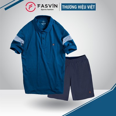 Bộ quần áo thun thể thao nam Fasvin AB22506.HN cộc tay cổ bẻ vải thể thao mềm nhẹ co giãn tốt