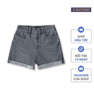 Quần Short Nữ Dáng Suông Xắn Gấu Màu Xám. Women's Gray Folded Hem Loose-Fit Shorts - 221WD2103B2050