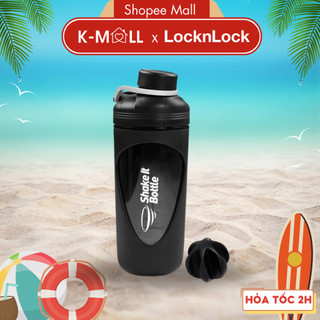 Bình lắc Balance Shake it Locknlock HAP949BLK màu đen, có vạch chia dung tích và quai xách - K-MALL